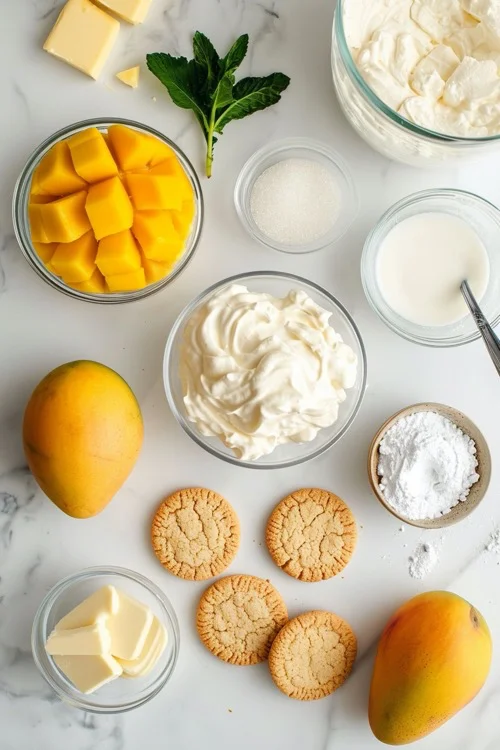 ingredientes tarta de queso y mango